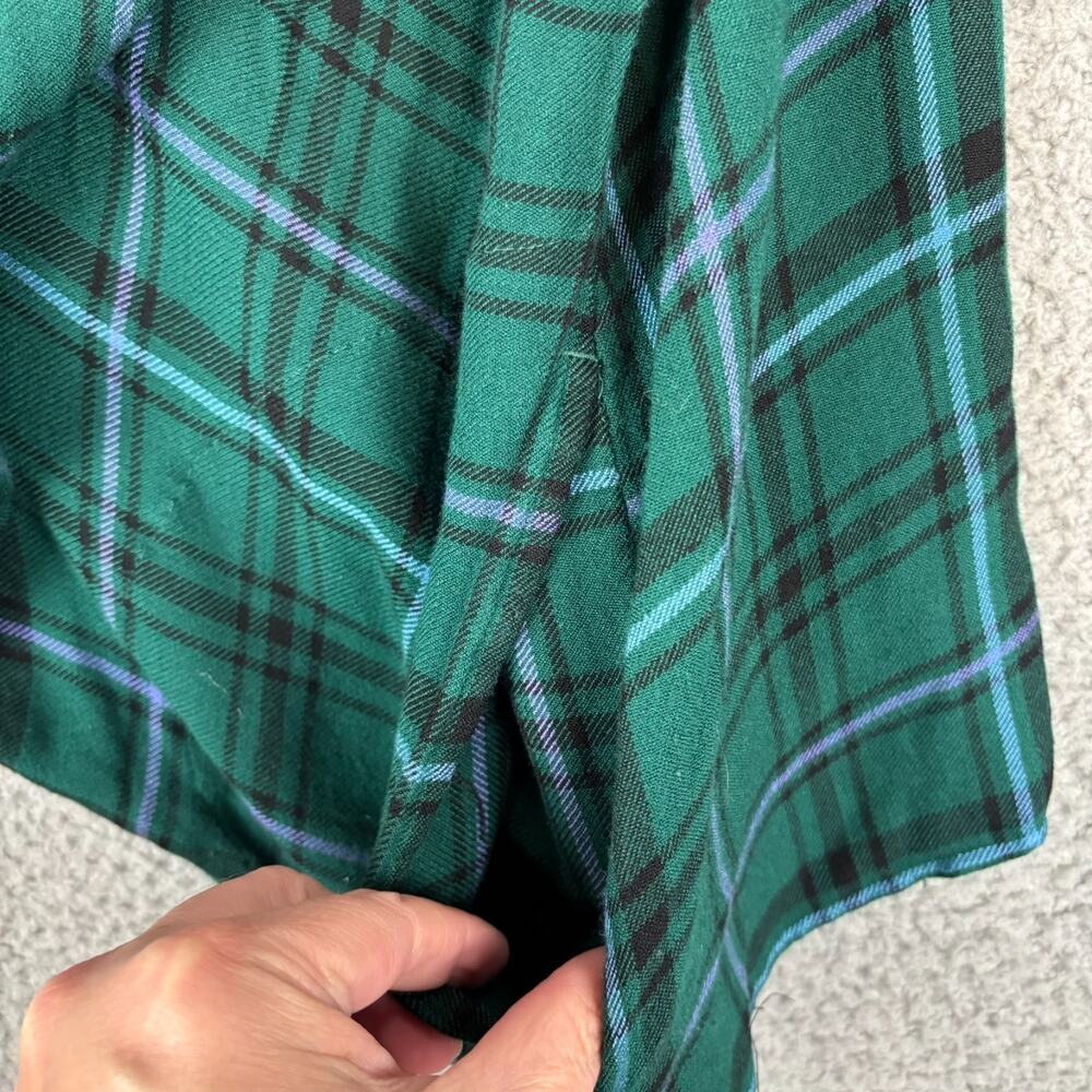 J Jill Tunic Top 4X Green Plaid Pockets Flowy Roomy Collared Long Sleeve Soft - Picture 6 of 12
